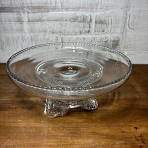 Antique Glass Cake Stand Scalloped Edge